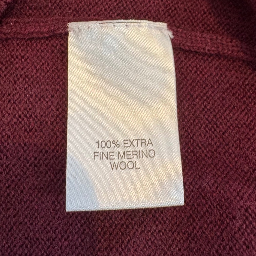 Turnbury Mens Extra Fine Merino Wool Quarter Zip Sweater Burgundy Merlot Large - Picture 4 of 5